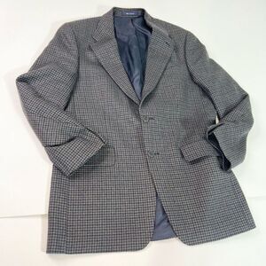 Chaps by Ralph Lauren Jacket Mens 40T Gray Houndstooth Wool Long-Sleeve Suit